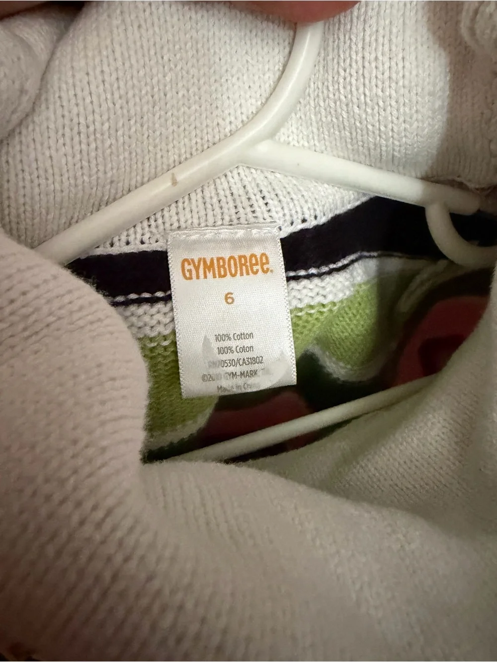 Gymboree White Sweater with Green Accent